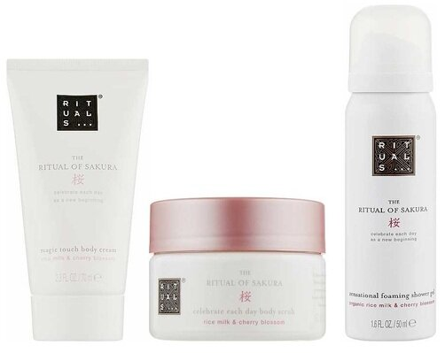 Подарунковий набір Rituals The Ritual Of Sakura Trial Set (Гель-піна 50 мл + Скраб 125 мл + Крем 70 мл)