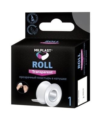 Пластир медичний Milplast ROLL Transparent на прозорій основі 5 м х 2,5 см, в котушці