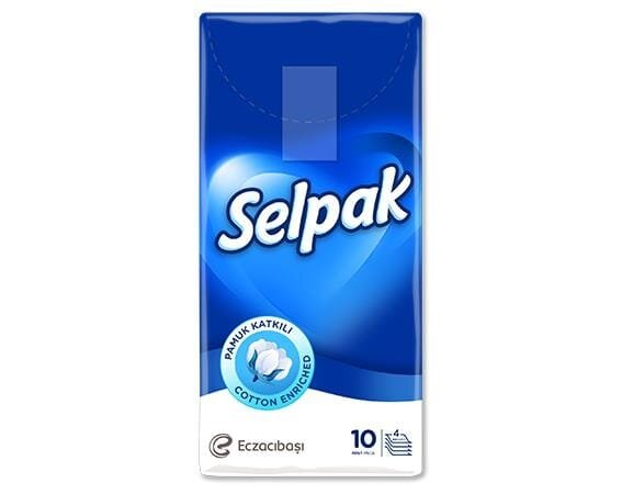 Хусточки паперові Selpak гігієнічні стандарт, 10 шт х 1 уп