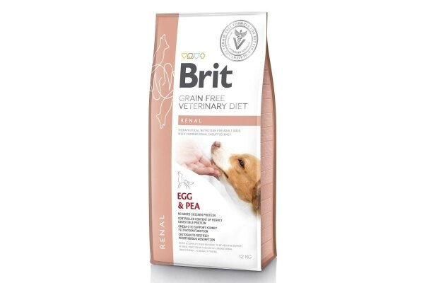 Корм сухий для дорослих собак Brit GF VetDiets Dog Renal при нирковій недостатності з яйцем, горохом та гречкою, 2 кг