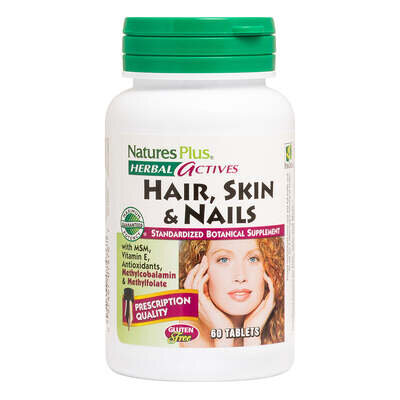 Комплекс для волосся, шкіри та нігтів Nature's Plus Herbal Actives Hair, Skin & Nails, 60 таблеток