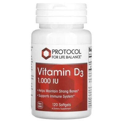 Вітамін D3 Protocol for Life Balance Vitamin D3 1000 МО, 120 гелевих капсул
