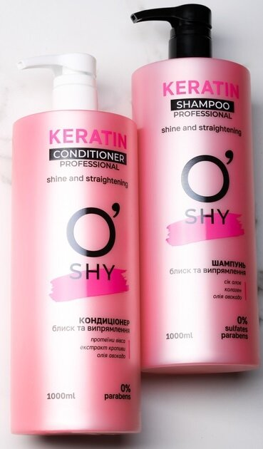 Кондиціонер для волосся O'Shy Keratin Блиск та випрямлення, 1 л