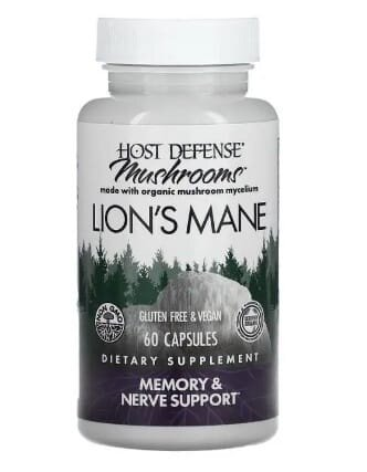 Гриб їжовик гребінчастий (Левова Грива) Host Defense Lion's Mane, Fungi Perfecti, 60 капсул