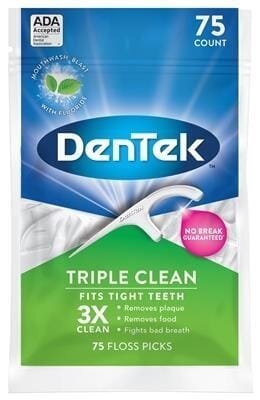 Флос-зубочистки DenTek Triple Clean Потрійне очищення, 75 штук