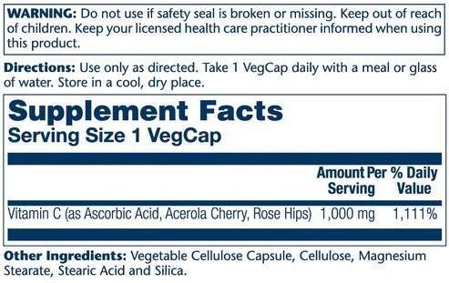 Вітамін С Solaray Timed Release Vitamin C 1000, 100 веганських капсул