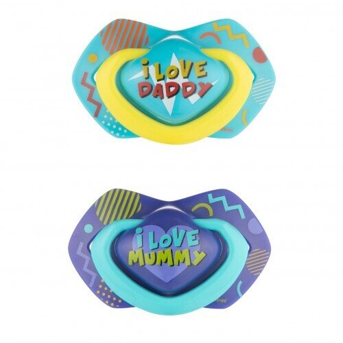 Пустушка силіконова Canpol Babies Neon Love симетрична 22/653_blu, 6-18 місяців, 2 шт