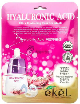 Маска тканинна для обличчя Ekel Hyaluronic Acid з гіалуроновою кислотою омолоджуюча, 25 мл