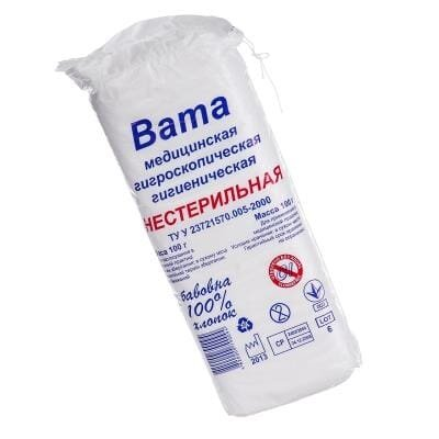 Вата нестерильна Кампус медична гігієнічна "Зіг-Заг", 100 г