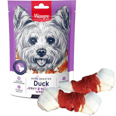 Ласощі для собак Wanpy Duck Jerky & Rawhide Wraps Кісточки вузлові з в'яленою качкою, 100 г