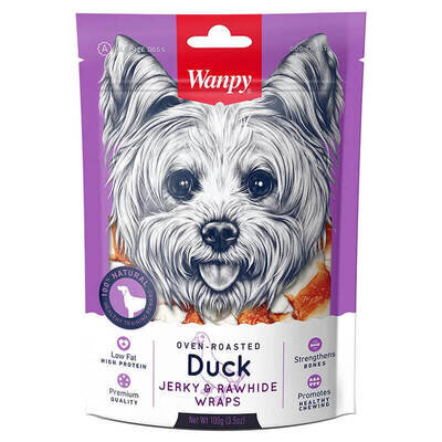 Ласощі для собак Wanpy Duck Jerky & Rawhide Wraps Кісточки вузлові з в'яленою качкою, 100 г