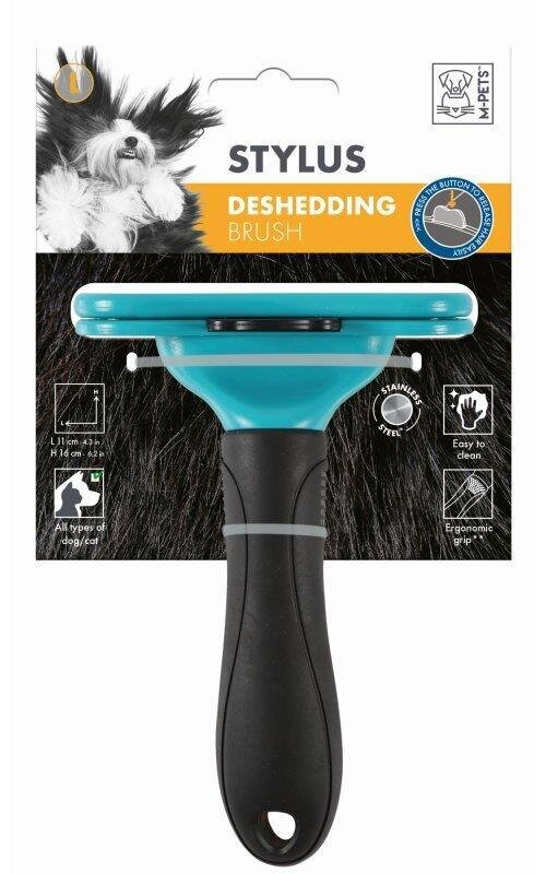 Дешеддер M-Pets Stylus Deshedding Brush для собак і котів для видалення шерсті під час линяння, розмір L