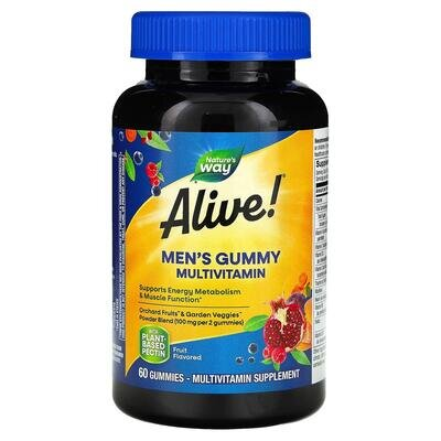 Мультивітаміни для чоловіків Nature's Way Alive! Men's Gummy MultiVitamin фрукти, 60 жувальних цукерок