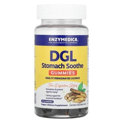 Дегліциризована солодка Enzymedica DGL Stomach Soothe смак німецького шоколаду, 74 жувальних цукерок