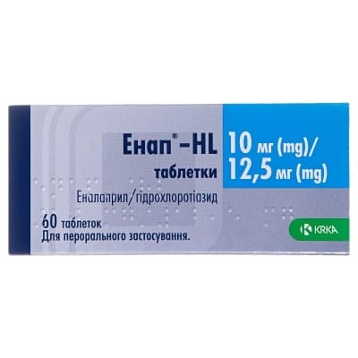 Енап-HL таблетки по 10 мг/12.5 мг №60 (10х6)