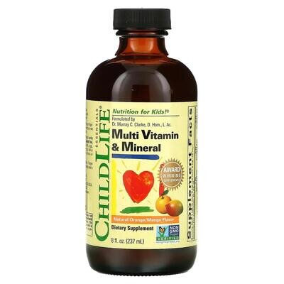 Мультивітаміни ChildLife Multi Vitamin & Mineral для дітей смак Апельсин-Манго, 237 мл