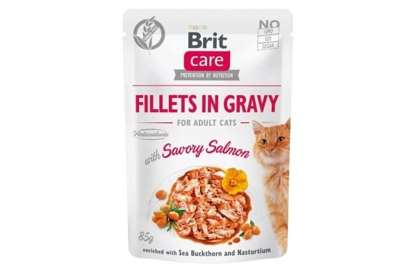 Корм вологий для кішок Brit Care Cat pouch пікантний лосось, 85 г