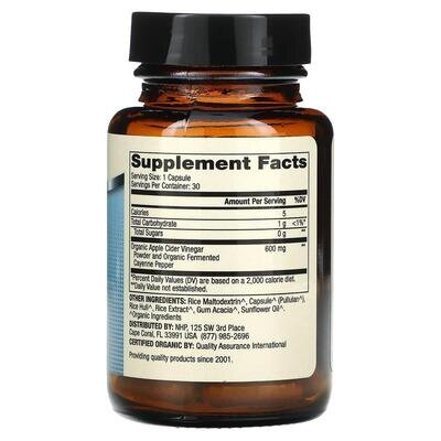 Яблучний оцет і кайенский перець Dr. Mercola Apple Cider Vinegar Cayenne, 30 капсул
