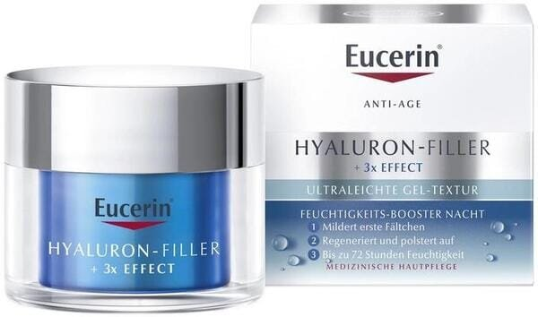Гель-бустер для обличчя Eucerin Hyaluron Filler + 3x Effect нічний ультралегкий зволоження до 72 годин (98381), 50 мл