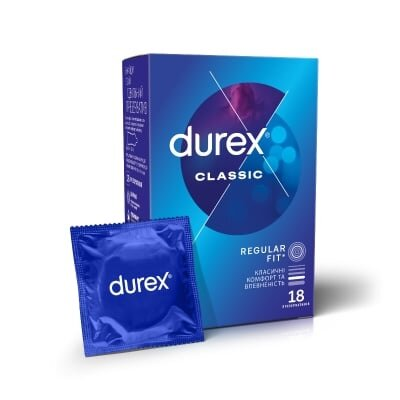 Презервативи латексні Durex Classic класичні з силіконовою змазкою, 18 штук