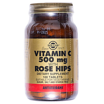 Вітамін С з шипшиною Solgar Vitamin C 500 мг with Rose Hips таблетки №100
