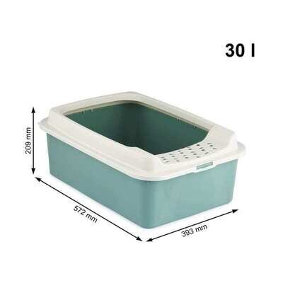 Туалет Rotho MyPet Cat Toilet Bonnie ECO відкритий для котів з рамкою, колір зелений