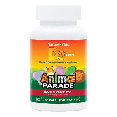 Вітамін D3 для дітей Nature's Plus Animal Parade Vitamin D3, чорна вишня, 90 таблеток