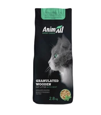 Наповнювач для туалету AnimAll дерев'яний з ароматом м'яти, 2,8 кг