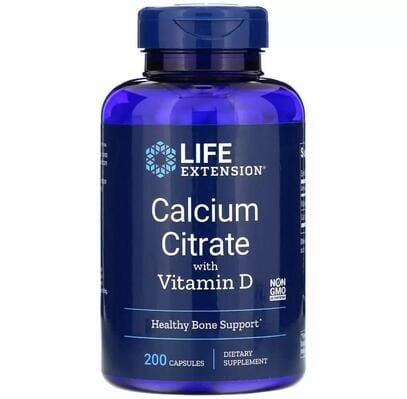Кальцію цитрат з вітаміном Д Life Extension Calcium Citrate with Vitamin D, 200 капсул