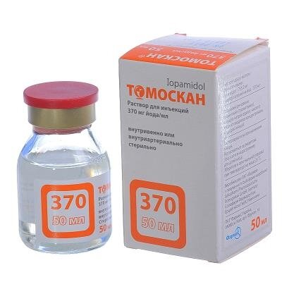 Томоскан розчин д/ін. 370 мг йоду/мл по 50 мл №1 у флак.