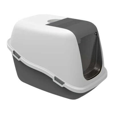 Туалет закритий Petmax Cat Toilet Ella Comfort для котів з фільтром, біло-сірий, 57х39х41 см