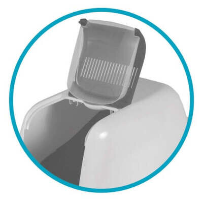 Туалет закритий Petmax Cat Toilet Ella Comfort для котів з фільтром, біло-сірий, 57х39х41 см