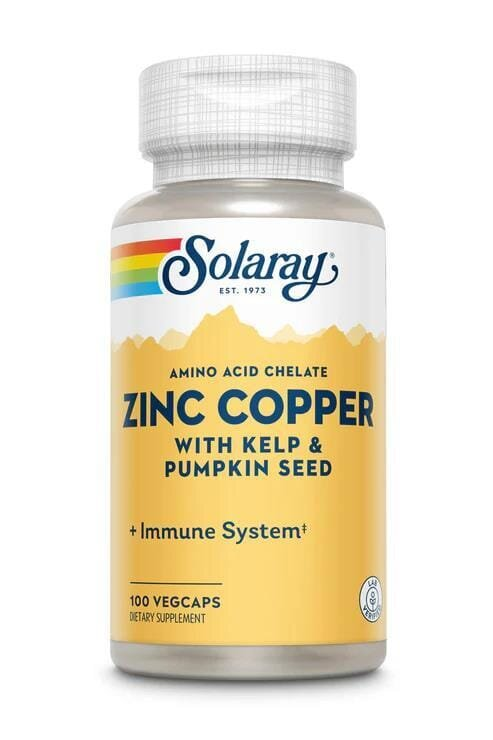 Цинк та мідь Solaray Zinc Copper, 100 веганських капсул
