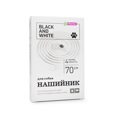 Нашийник для великих порід собак Vitomax Black&White Протипаразитарний, 70 см білий