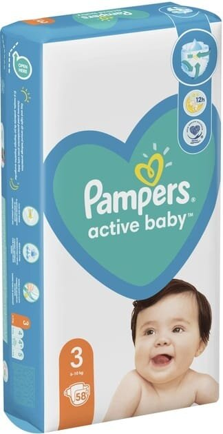 Підгузки дитячі Pampers Active Baby розмір 3, 6-10 кг, 58 шт