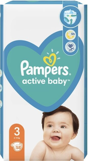 Підгузки дитячі Pampers Active Baby розмір 3, 6-10 кг, 58 шт