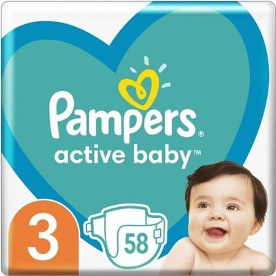 Підгузки дитячі Pampers Active Baby розмір 3, 6-10 кг, 58 шт