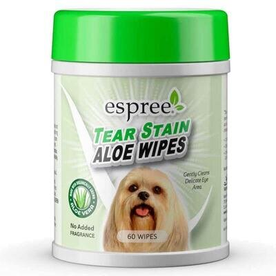 Серветки для собак Espree Aloe Tear Stain Wipes з алое вера і ромашкою для догляду за очима собак, 60 штук