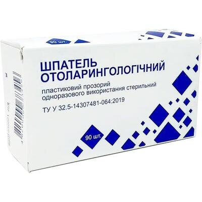 Шпатель отоларингологічний Волес пластиковий, прозорий 150x19x2мм, стерильний, 90 штук