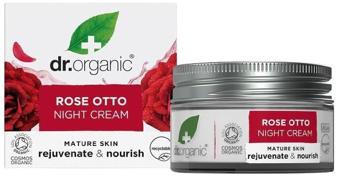 Крем для обличчя Dr.Organic нічний для омолодження та живлення шкіри з олією троянди Отто, 50 мл