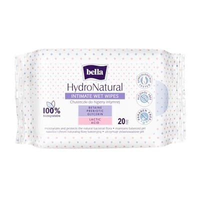 Серветки вологі Bella HydroNatural для інтимної гігієни, 20 штук