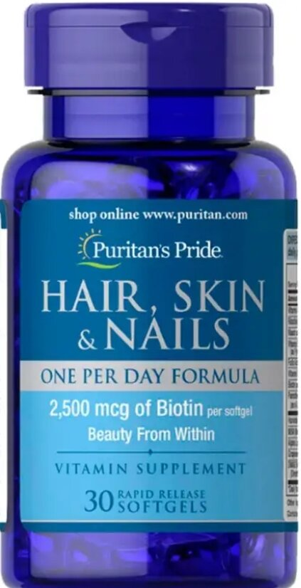 Комплекс для волосся, шкіри та нігтів Puritan's Pride Hair Skin and Nails One Per Day Formula, 30 капсул