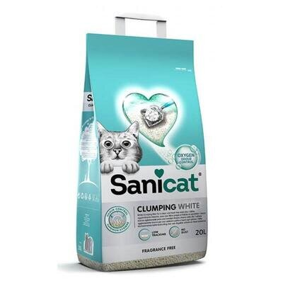 Наповнювач для котячого туалету Sanicat Clumping White бентонітовий, без аромату, білий, 16 кг (20 л)