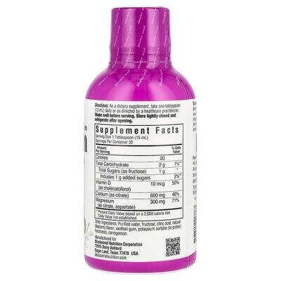 Кальцій та Магній цитрат + Вітамін D3 Bluebonnet Nutrition смак чорниці, 472 мл
