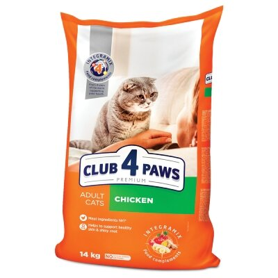 Корм сухий Club 4 Paws для дорослих кішок з Куркою Преміум, 14 кг
