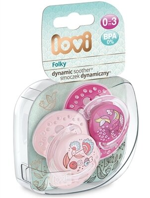 Пустушка силіконова Lovi Folky динамічна, 22/841girl, 0-3 місяці, 2 шт