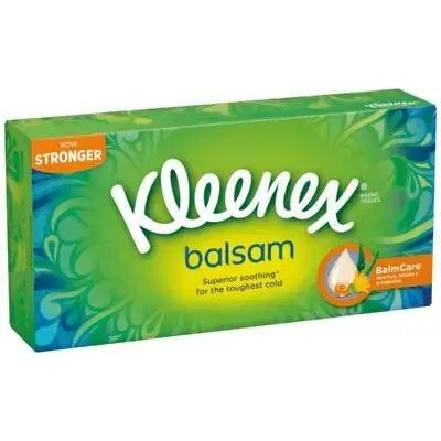 Серветки косметичні Kleenex Balsam тришарові в коробці, 64 шт