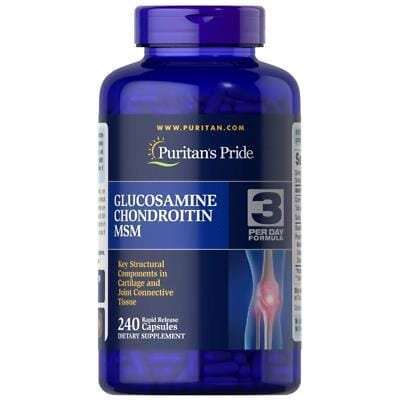 Глюкозамін хондроїтин та МСМ Puritan's Pride Glucosamine Chondroitin MSM Double Strength, 240 капсул