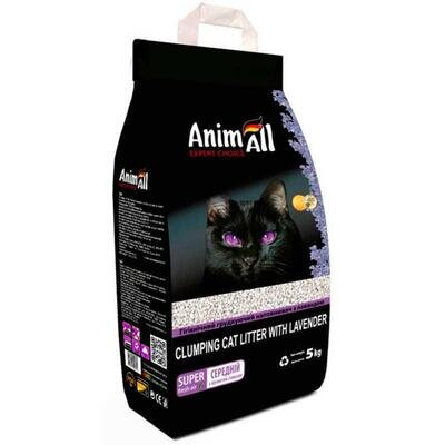 Наповнювач для туалету AnimAll бентонітовий средній, з лавандою, 5 кг