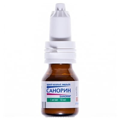 Санорин краплі наз., емульс. 1 мг/мл по 10 мл у флак. з криш.-крап.
